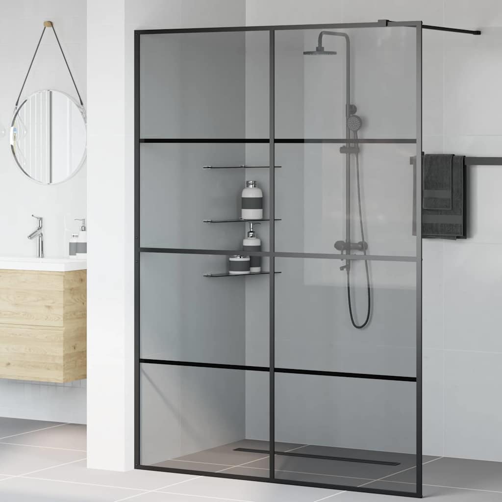 Inloop Douche Wand Zwart 140 x 195 cm gehard glas