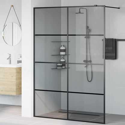 Inloop Douche Wand Zwart 140 x 195 cm gehard glas