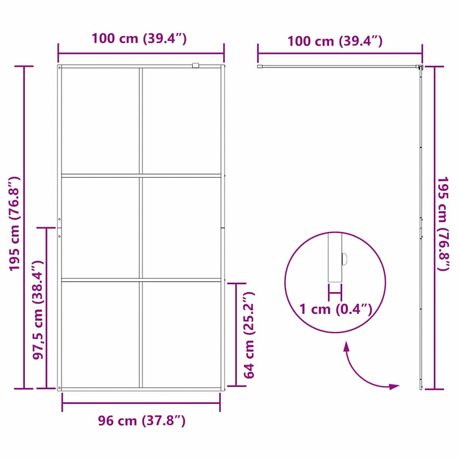 Inloop Douche Wand Goud 100 x 195 cm gehard glas