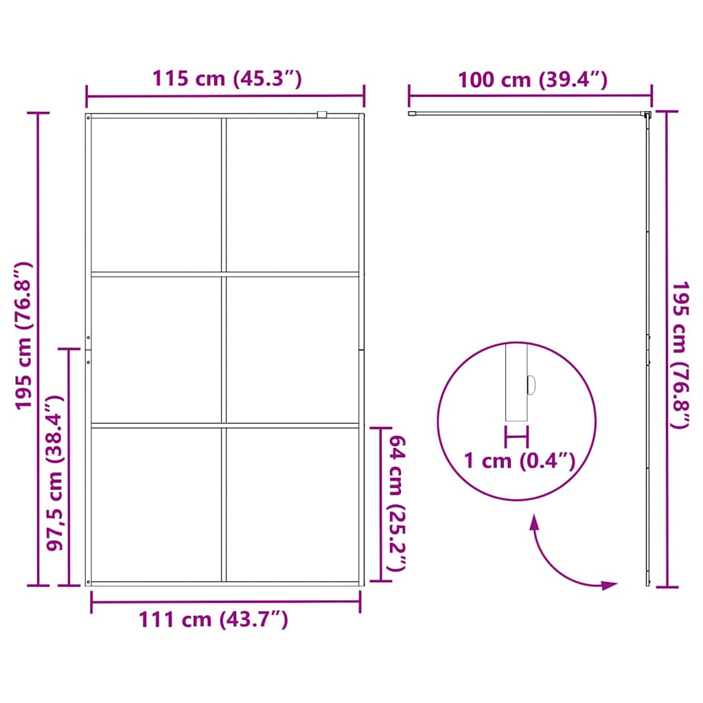 Inloop Douche Wand Goud 115 x 195 cm gehard glas