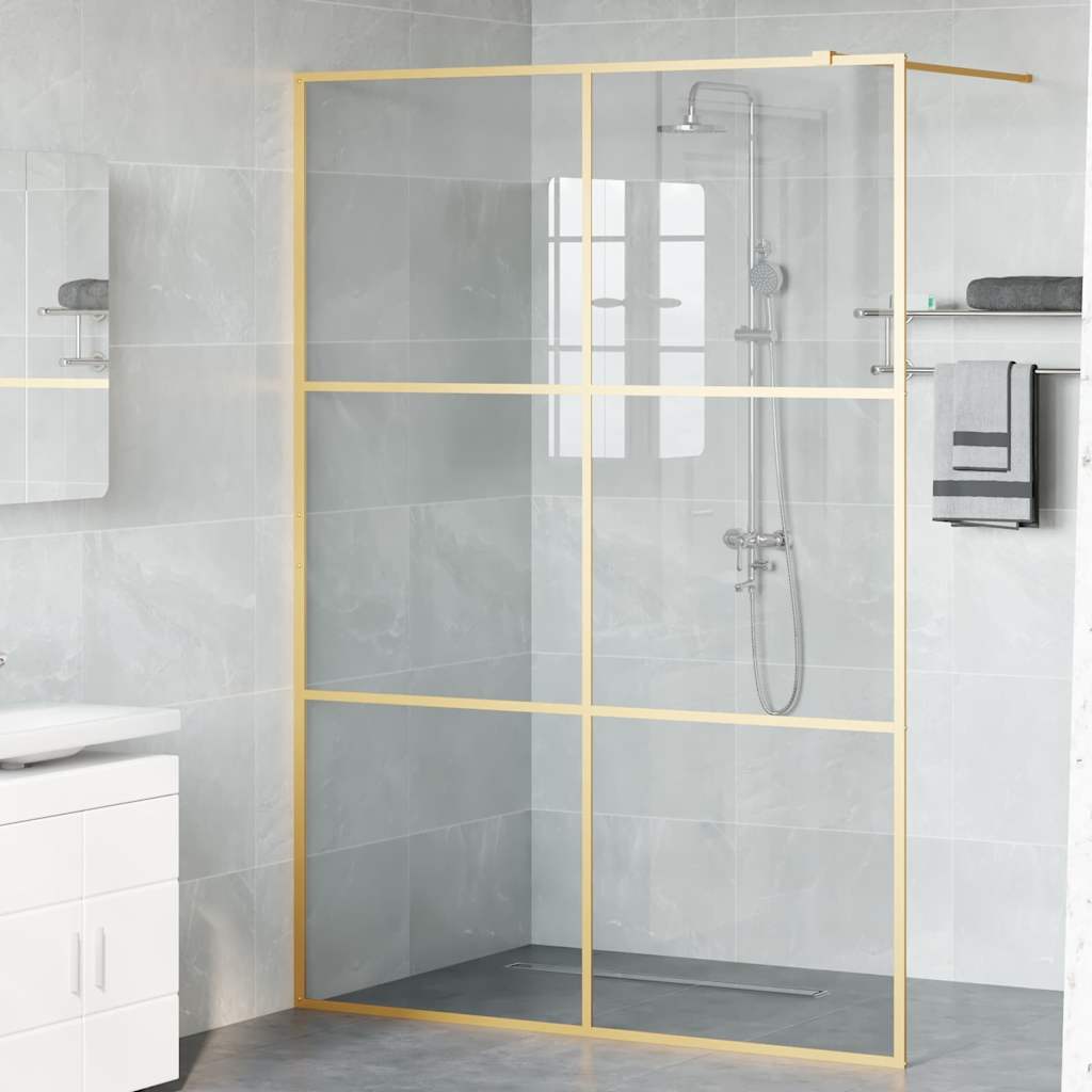 Inloop Douche Wand Goud 140 x 195 cm gehard glas