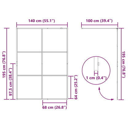 Inloop Douche Wand Goud 140 x 195 cm gehard glas