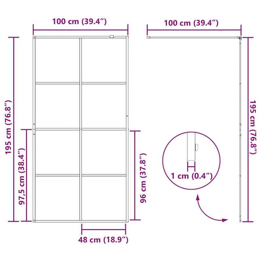 Inloop Douche Wand Goud 100 x 195 cm gehard glas