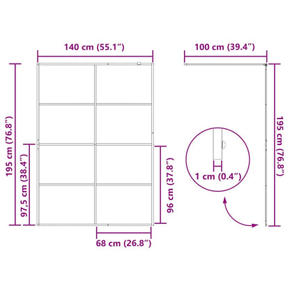 Inloop Douche Wand Goud 140 x 195 cm gehard glas