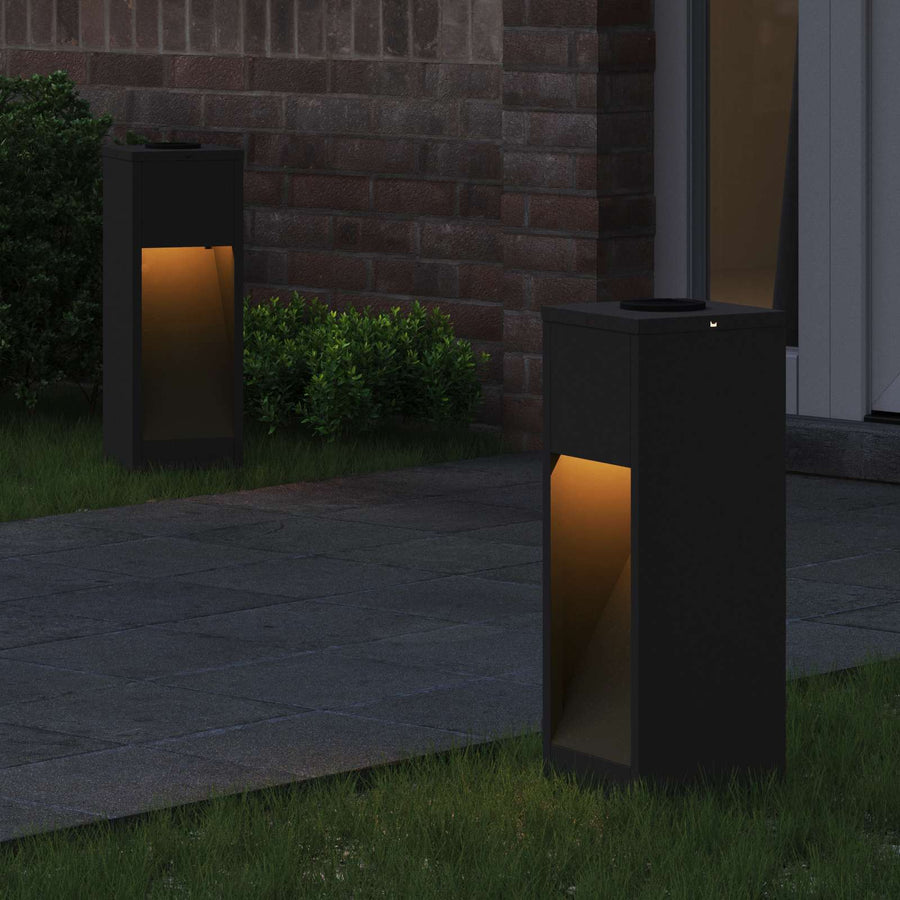 Zonne LED Padverlichting 2 pcs Zwart Koudgewalst staal