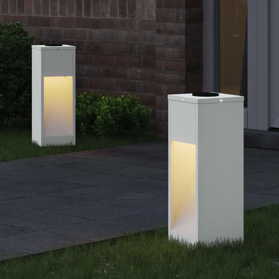 Zonne LED Padverlichting 2 pcs Wit Koudgewalst staal