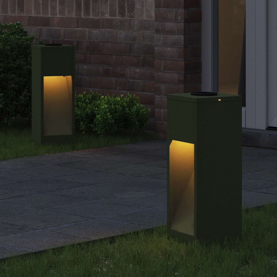 Zonne LED Padverlichting 2 pcs Olijf Groen Koudgewalst staal