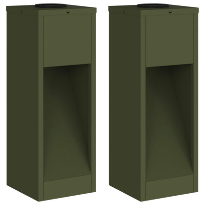 Zonne LED Padverlichting 2 pcs Olijf Groen Koudgewalst staal