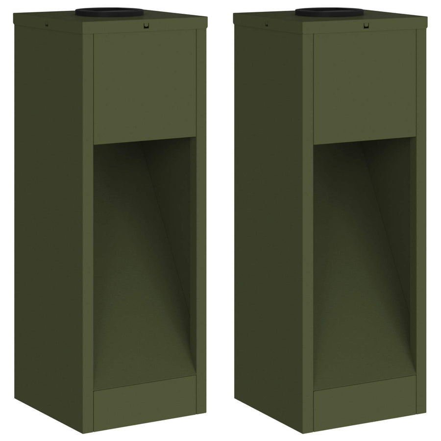 Zonne LED Padverlichting 2 pcs Olijf Groen Koudgewalst staal