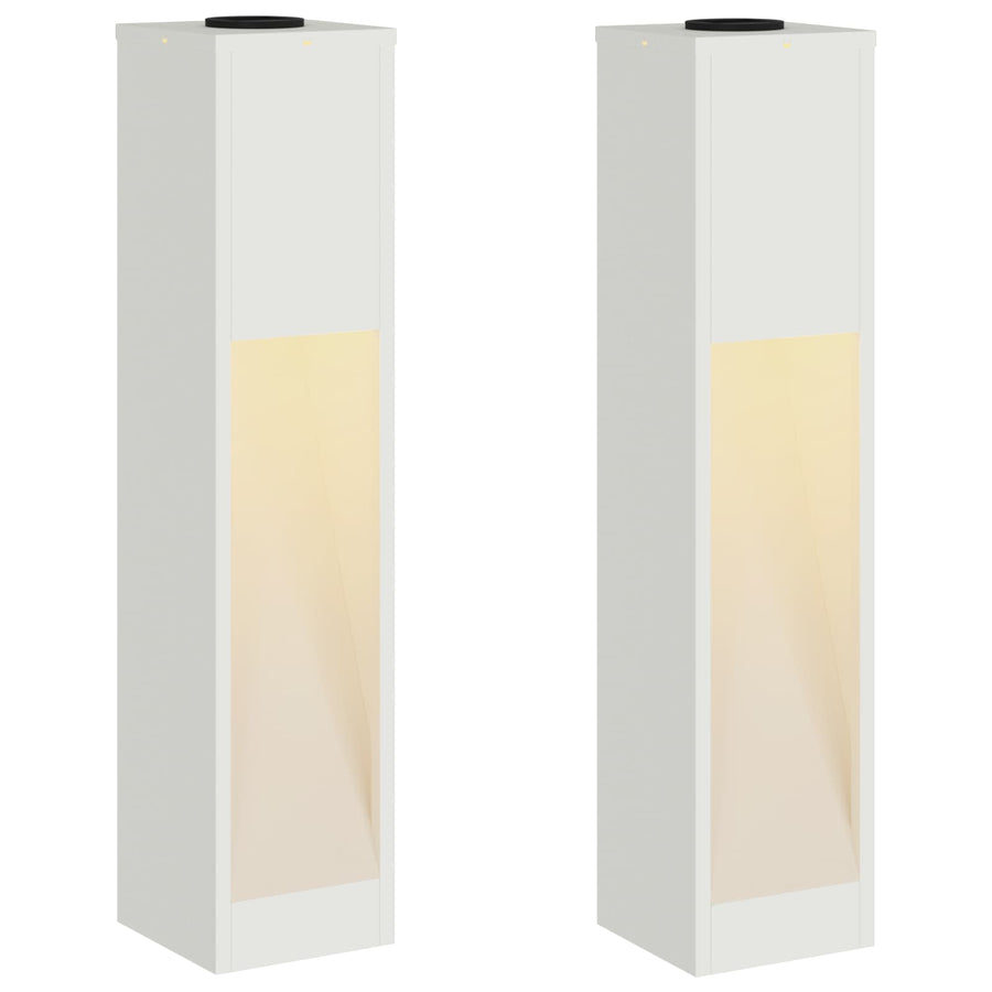 Zonne Led Padverlichting 2 Pcs Koudgewalst Staal 18 x 18 x 80 cm Wit