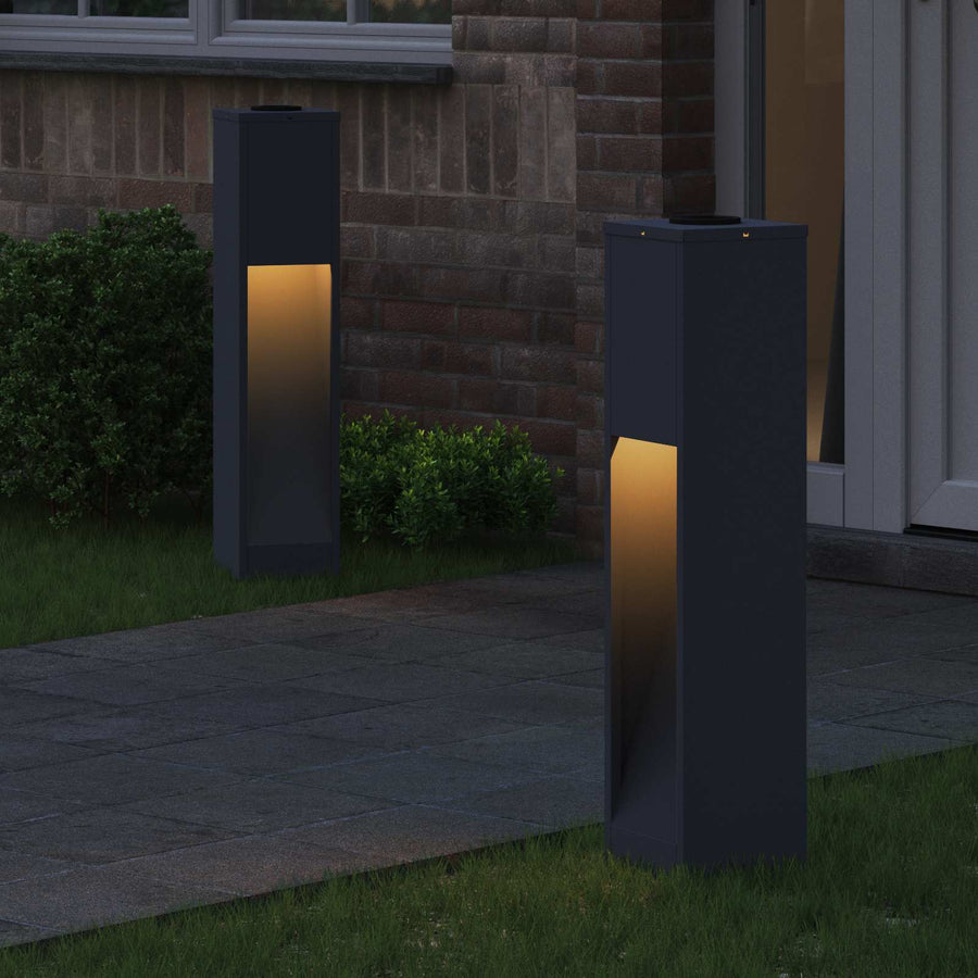 Zonne Led Padverlichting 2 Pcs Koudgewalst Staal 18 x 18 x 80 cm Antraciet