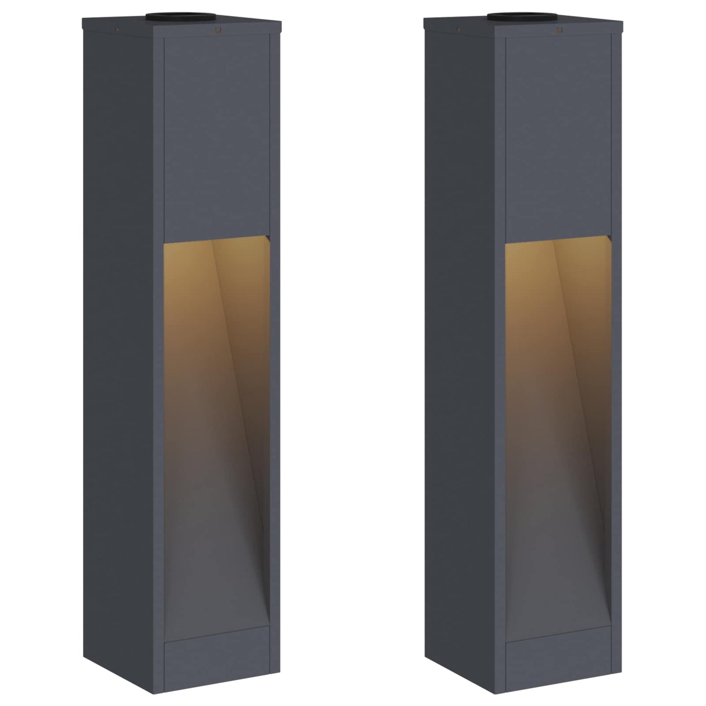 Zonne Led Padverlichting 2 Pcs Koudgewalst Staal 18 x 18 x 80 cm Antraciet