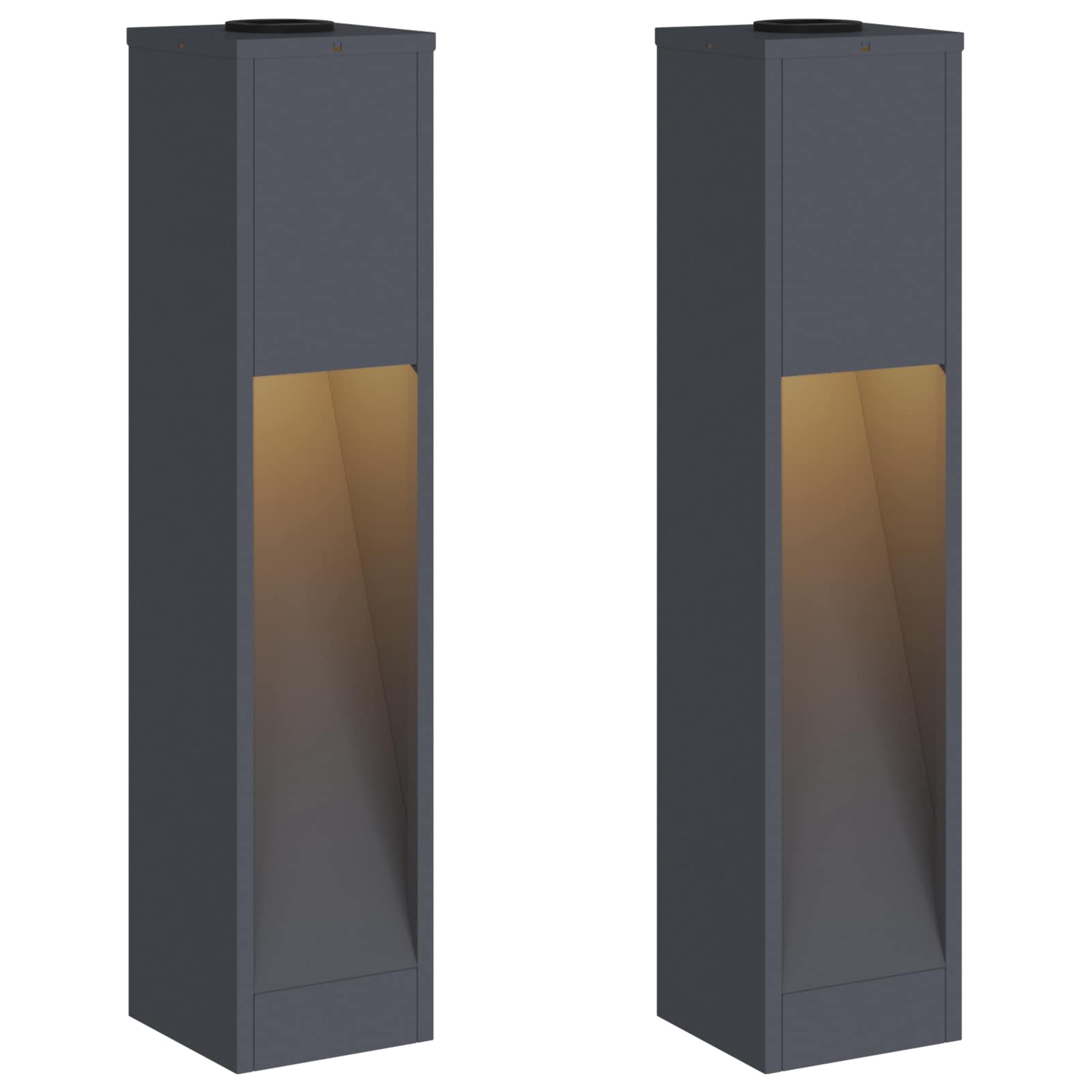Zonne Led Padverlichting 2 Pcs Koudgewalst Staal 18 x 18 x 80 cm Antraciet