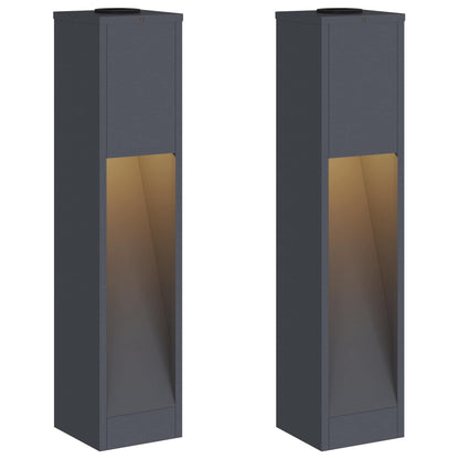 Zonne Led Padverlichting 2 Pcs Koudgewalst Staal 18 x 18 x 80 cm Antraciet