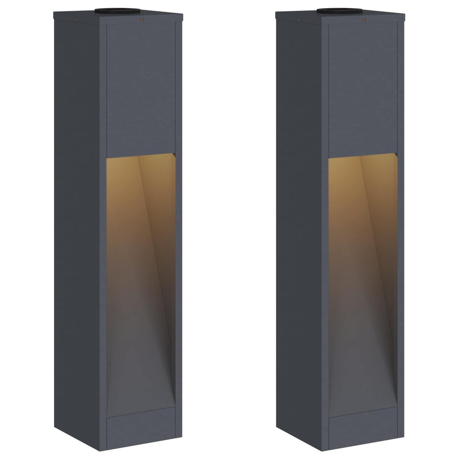 Zonne Led Padverlichting 2 Pcs Koudgewalst Staal 18 x 18 x 80 cm Antraciet