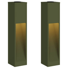 Zonne Led Padverlichting 2 Pcs Olijf Groen Koudgewalst Staal 18 x 18 x 80 cm Olijfgroen