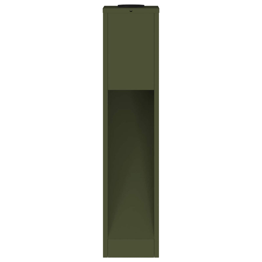 Zonne Led Padverlichting 2 Pcs Olijf Groen Koudgewalst Staal 18 x 18 x 80 cm Olijfgroen