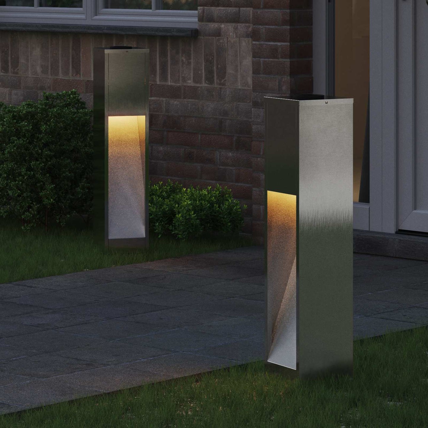 Zonne Led Padverlichting 2 Pcs 18 x 18 x 80 cm Roestvrij staal