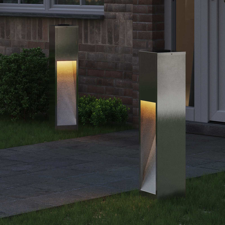 Zonne Led Padverlichting 2 Pcs 18 x 18 x 80 cm Roestvrij staal