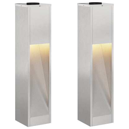 Zonne Led Padverlichting 2 Pcs 18 x 18 x 80 cm Roestvrij staal