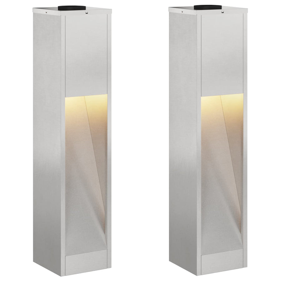 Zonne Led Padverlichting 2 Pcs 18 x 18 x 80 cm Roestvrij staal