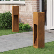 Zonne LED padverlichting 2 stuks 18x18x80 cm cortenstaal
