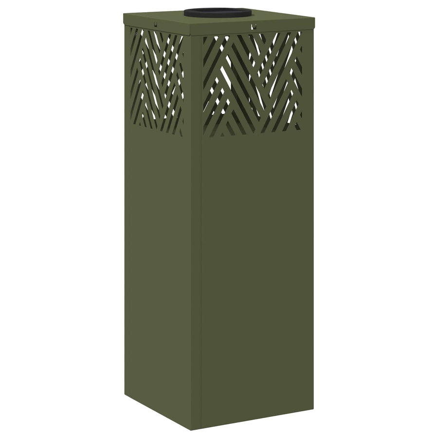 Solar Led Pad Licht 2 Pcs Olijf Groen Koudgewalst Staal 18 x 18 x 50 cm Olijfgroen