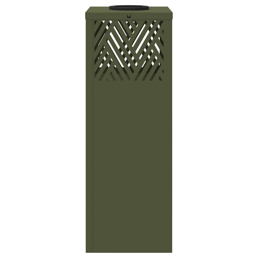 Solar Led Pad Licht 2 Pcs Olijf Groen Koudgewalst Staal 18 x 18 x 50 cm Olijfgroen