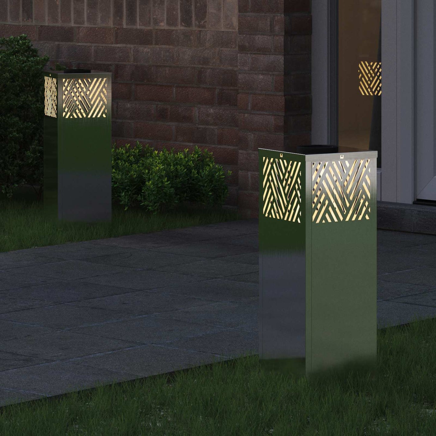 Solar Led Pad Licht 2 Pcs 18 x 18 x 50 cm Roestvrij staal