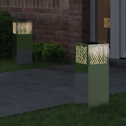 Solar Led Pad Licht 2 Pcs 18 x 18 x 50 cm Roestvrij staal