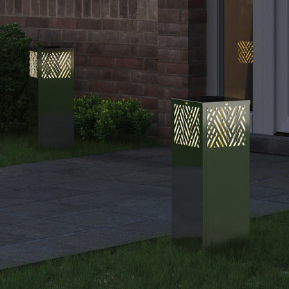 Solar Led Pad Licht 2 Pcs Gegalvaniseerd Gegalvaniseerd 18 x 18 x 50 cm Geëgalvaniseerd staal