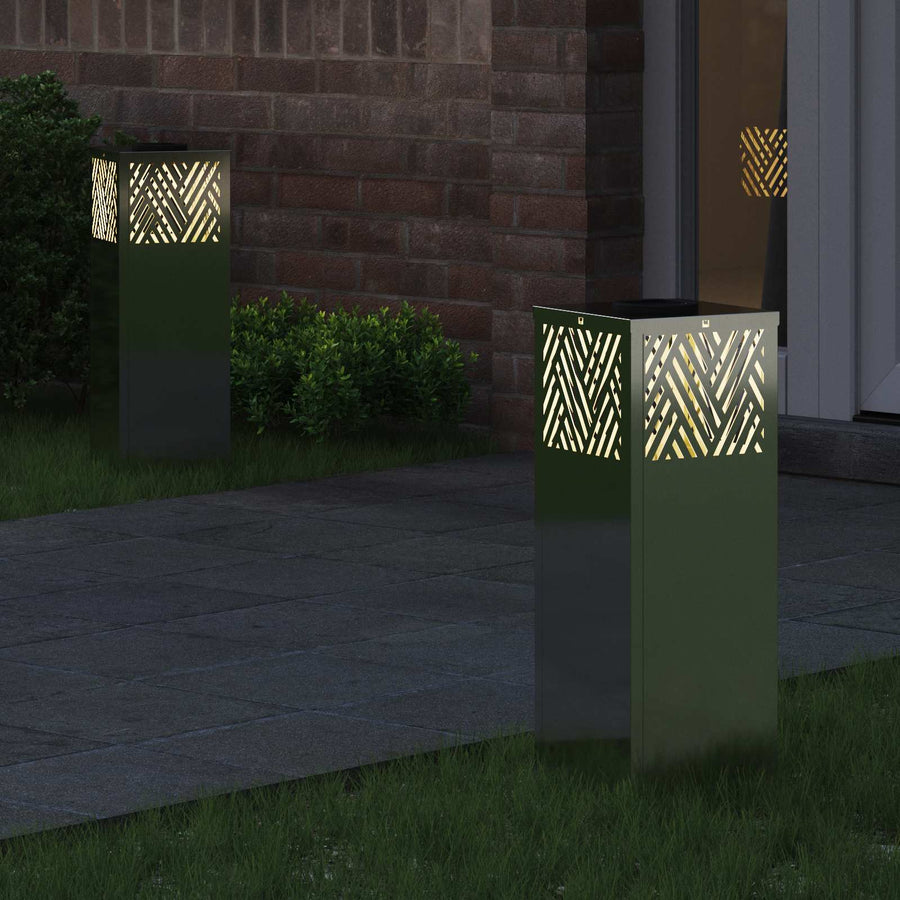 Solar Led Pad Licht 2 Pcs Gegalvaniseerd Gegalvaniseerd 18 x 18 x 50 cm Geëgalvaniseerd staal