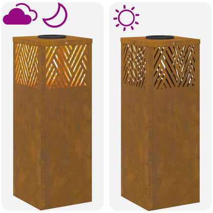 Solar Led Pad Licht Visgraat 2 Pcs 18 x 18 x 50 cm Cortenstaal