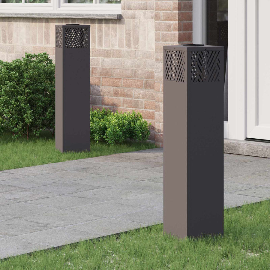 Solar Led Pad Licht Visgraat 2 Pcs Koudgewalst Staal 18 x 18 x 80 cm Zwart