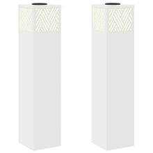 Solar Led Pad Licht Visgraat 2 Pcs Koudgewalst Staal 18 x 18 x 80 cm Wit