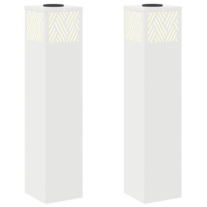 Solar Led Pad Licht Visgraat 2 Pcs Koudgewalst Staal 18 x 18 x 80 cm Wit
