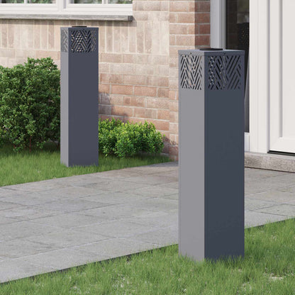 Solar Led Pad Licht Visgraat 2 Pcs Koudgewalst Staal 18 x 18 x 80 cm Antraciet