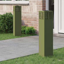 Solar Led Pad Licht 2 Pcs Olijf Groen Koudgewalst Staal 18 x 18 x 80 cm Olijfgroen