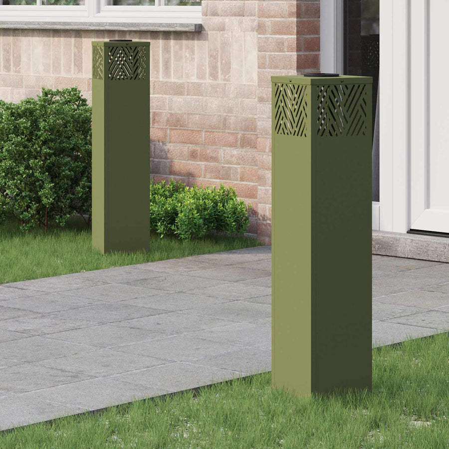 Solar Led Pad Licht 2 Pcs Olijf Groen Koudgewalst Staal 18 x 18 x 80 cm Olijfgroen