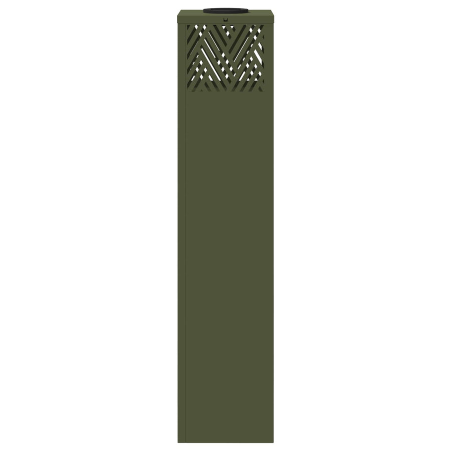 Solar Led Pad Licht 2 Pcs Olijf Groen Koudgewalst Staal 18 x 18 x 80 cm Olijfgroen