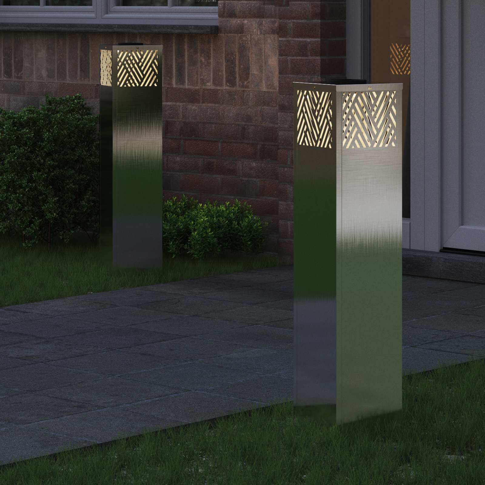 Solar Led Pad Licht 2 Pcs 18 x 18 x 80 cm Roestvrij staal