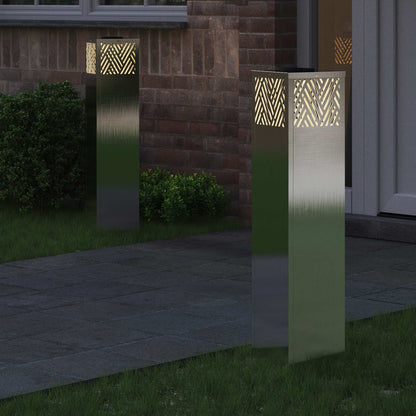 Solar Led Pad Licht 2 Pcs 18 x 18 x 80 cm Roestvrij staal