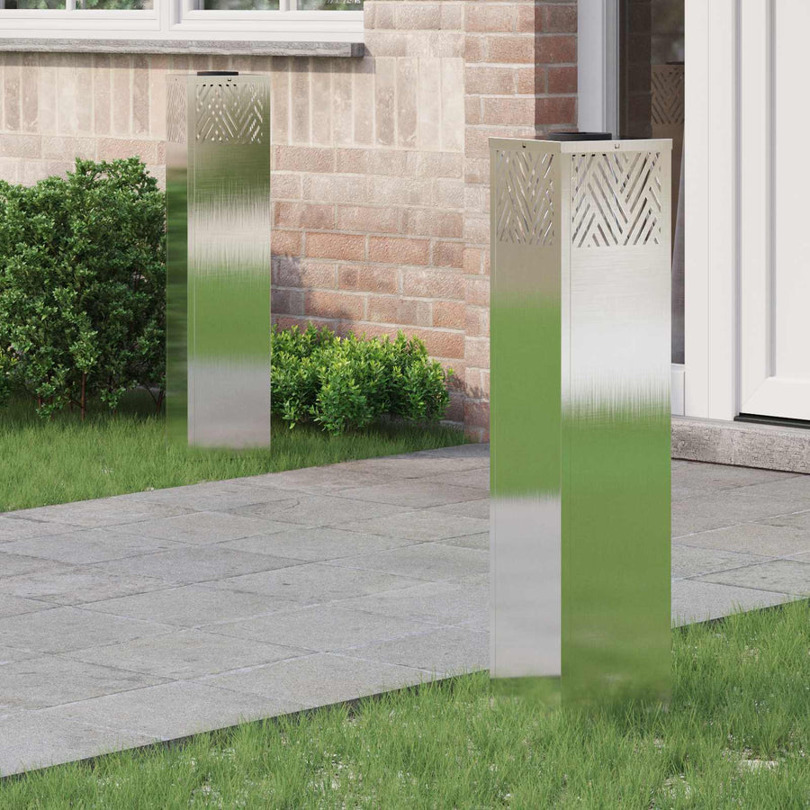 Solar Led Pad Licht 2 Pcs 18 x 18 x 80 cm Roestvrij staal