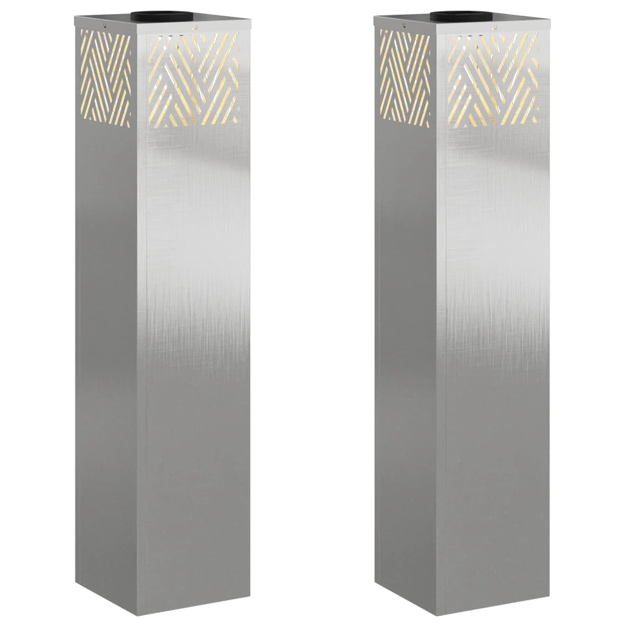 Solar Led Pad Licht 2 Pcs 18 x 18 x 80 cm Roestvrij staal