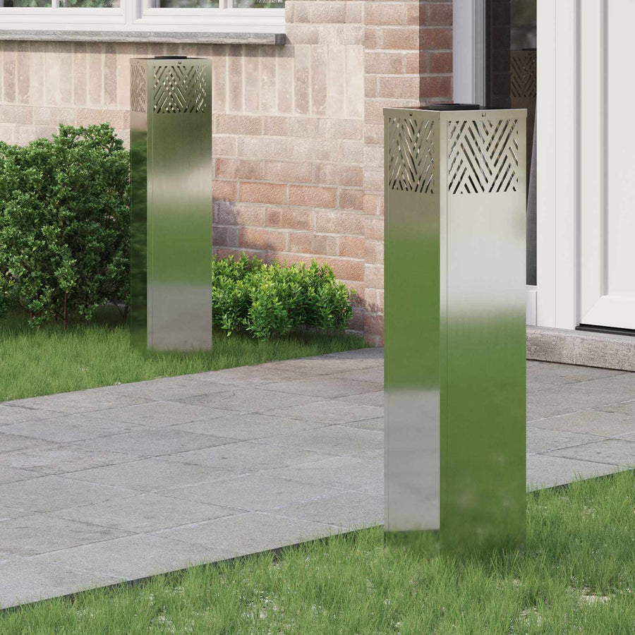 Solar Led Pad Licht 2 Pcs Gegalvaniseerd Gegalvaniseerd 18 x 18 x 80 cm Geëgalvaniseerd staal
