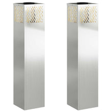 Solar Led Pad Licht 2 Pcs Gegalvaniseerd Gegalvaniseerd 18 x 18 x 80 cm Geëgalvaniseerd staal