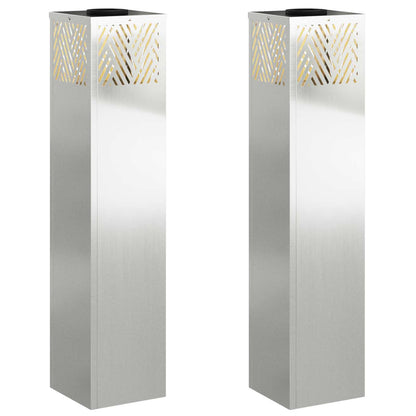 Solar Led Pad Licht 2 Pcs Gegalvaniseerd Gegalvaniseerd 18 x 18 x 80 cm Geëgalvaniseerd staal