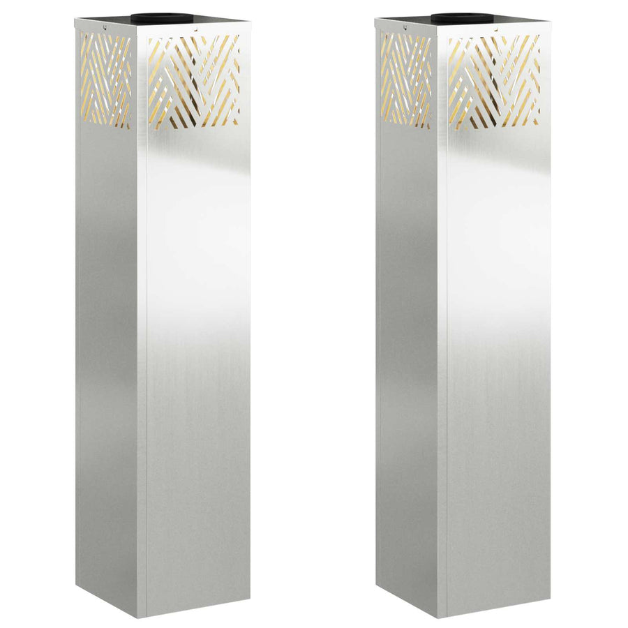 Solar Led Pad Licht 2 Pcs Gegalvaniseerd Gegalvaniseerd 18 x 18 x 80 cm Geëgalvaniseerd staal