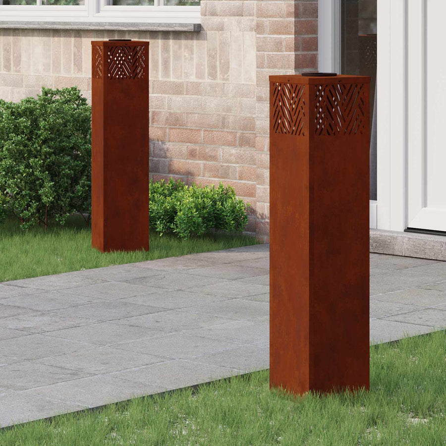 Solar Led Pad Licht Visgraat 2 Pcs 18 x 18 x 80 cm Cortenstaal