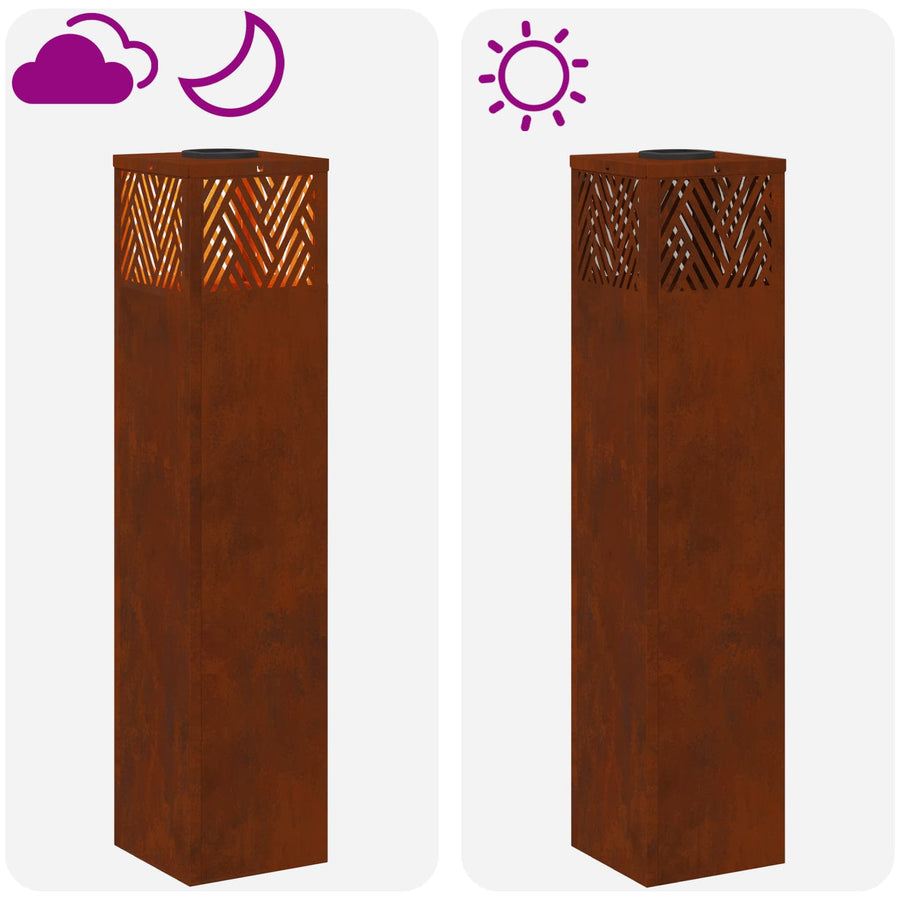 Solar Led Pad Licht Visgraat 2 Pcs 18 x 18 x 80 cm Cortenstaal